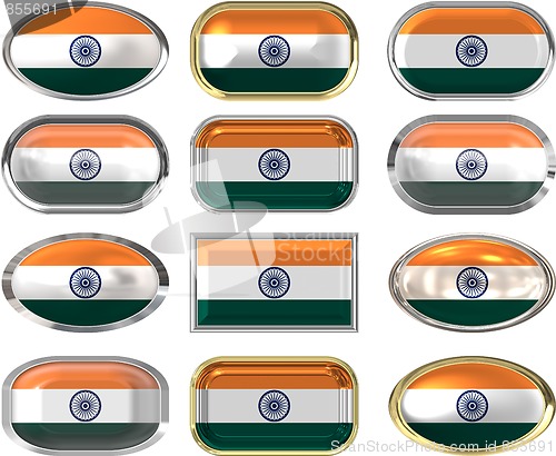 Image of 12 buttons of the Flag of India
