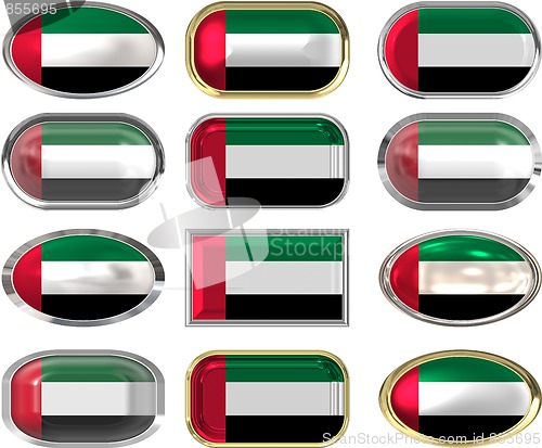 Image of 12 buttons of the Flag of United Arab Emirates