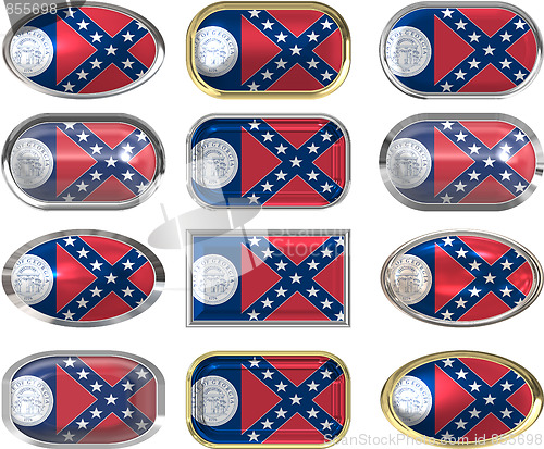 Image of twelve buttons of the Flag of Georgia