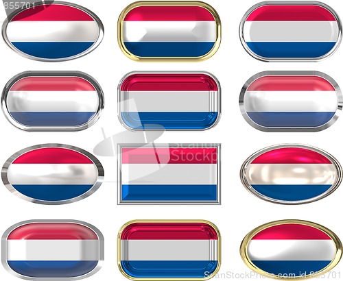 Image of 12 buttons of the Flag of Netherlands