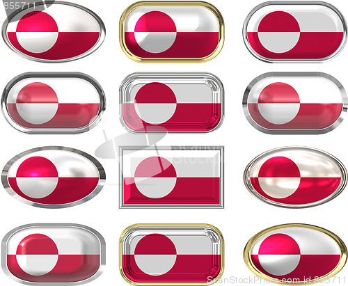 Image of twelve buttons of the Flag of Greenland