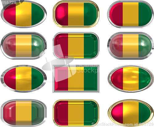 Image of twelve buttons of the Flag of Guinea