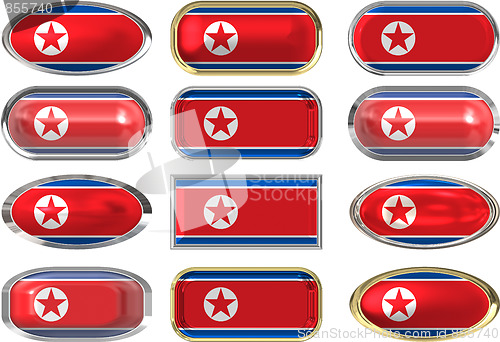 Image of twelve buttons of the Flag of North Korea