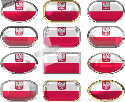 Image of 12 buttons of the Flag of Poland