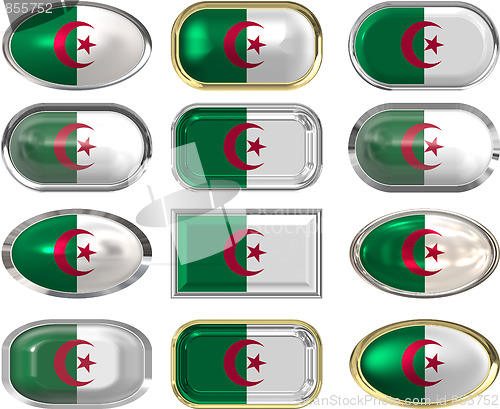 Image of twelve buttons of the Flag of algeria