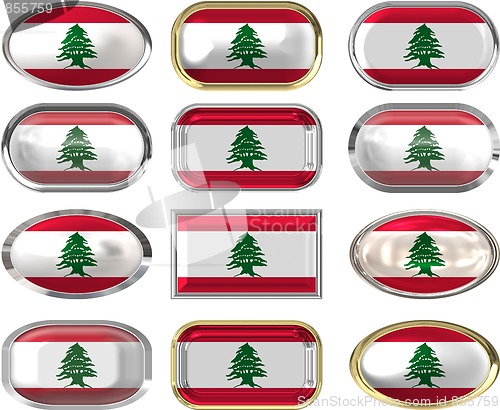 Image of 12 buttons of the Flag of Lebanon