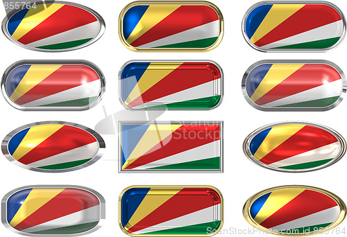 Image of twelve buttons of the Flag of the Seychelles