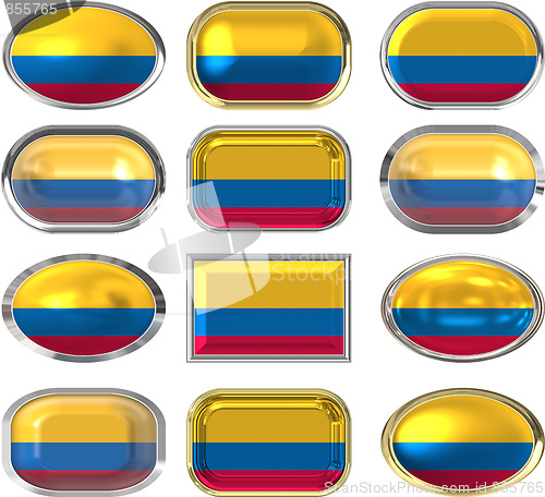 Image of twelve buttons of the Flag of Colombia