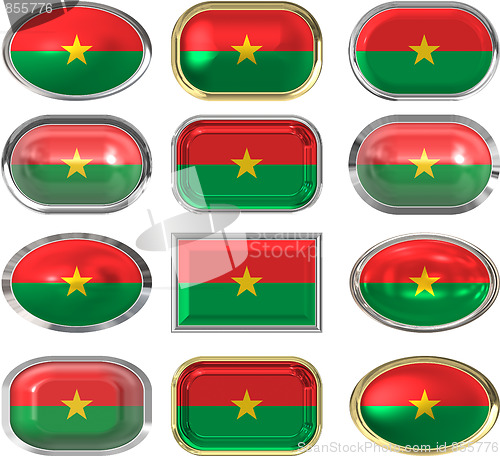 Image of twelve buttons of the Flag of Burkina Faso