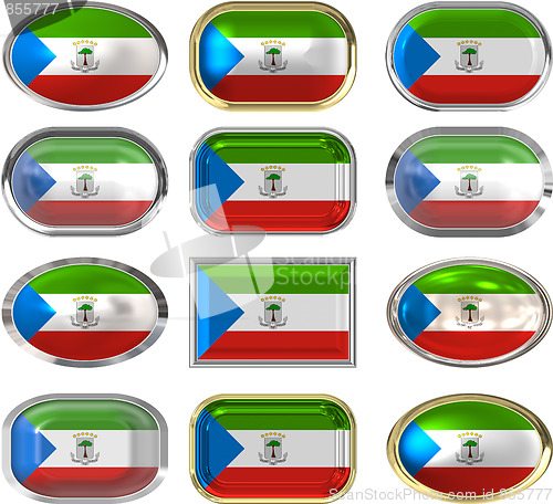 Image of twelve buttons of the Flag of Equatorial Guinea