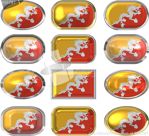 Image of twelve buttons of the Flag of Bhutan