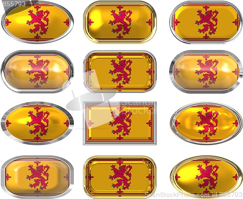 Image of 12 buttons of the Flag of Scotland