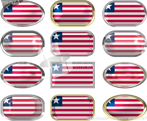 Image of 12 buttons of the Flag of Liberia