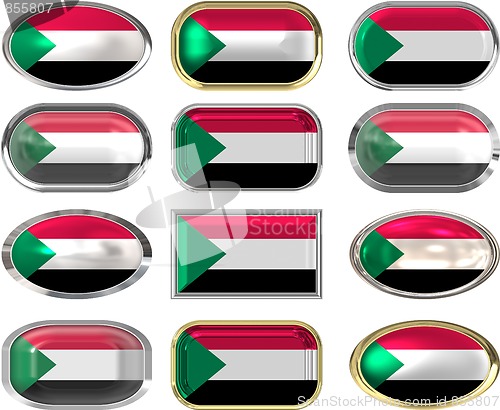 Image of 12 buttons of the Flag of Sudan