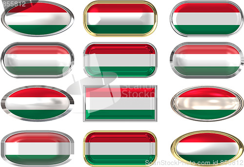 Image of twelve buttons of the Flag of Hungary