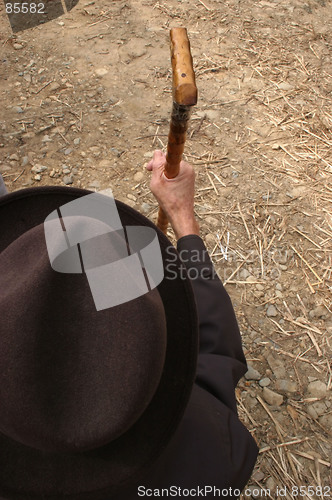 Image of Old man holding his walking cane