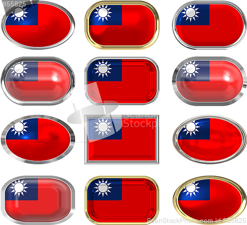 Image of twelve buttons of the Flag of Republic of China Taiwan