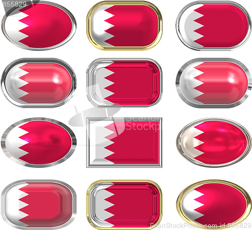 Image of twelve buttons of the Flag of Bahrain