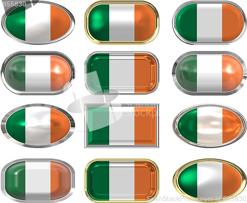 Image of 12 buttons of the Flag of Ireland