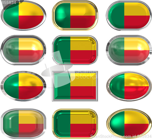 Image of twelve buttons of the Flag of Benin