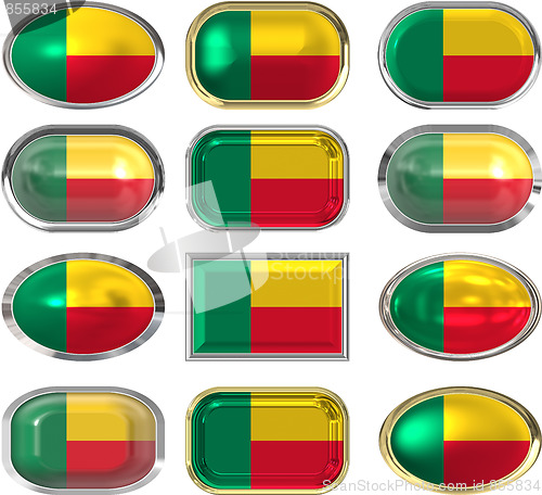 Image of twelve buttons of the Flag of Benin