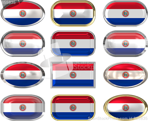 Image of twelve buttons of the Flag of Paraguay