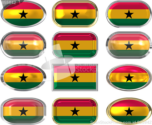 Image of twelve buttons of the Flag of Ghana