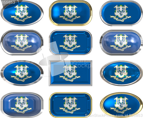 Image of twelve buttons of the Flag of Conneticut