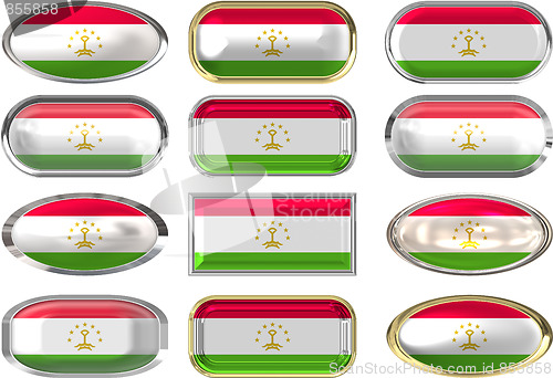 Image of twelve buttons of the Flag of Tajikistan