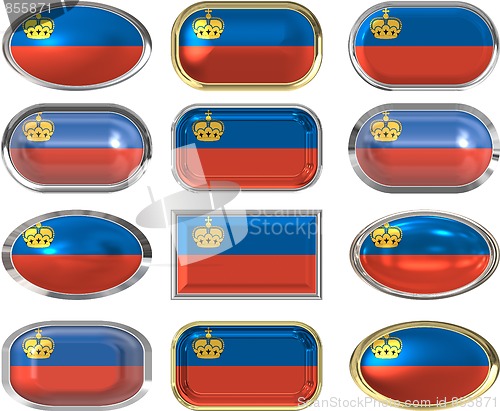 Image of 12 buttons of the Flag of liechtenstein