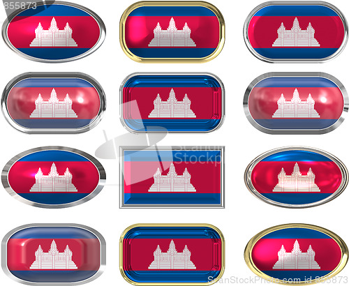 Image of twelve buttons of the Flag of Cambodia