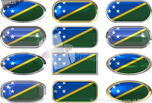 Image of twelve buttons of the Flag of Solomon Islands