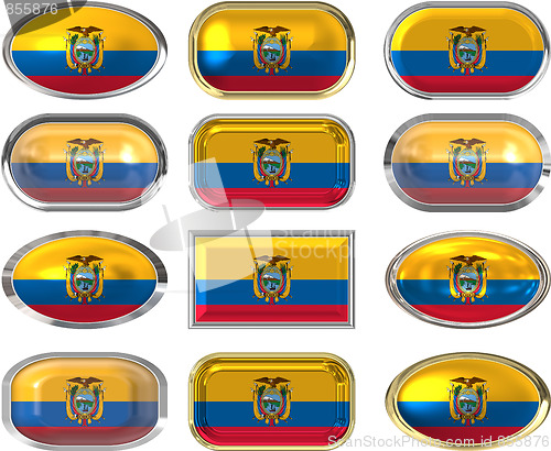 Image of twelve buttons of the Flag of Ecuador