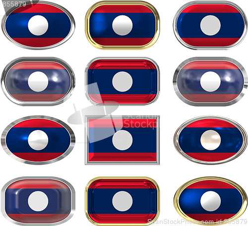 Image of twelve buttons of the Flag of Laos