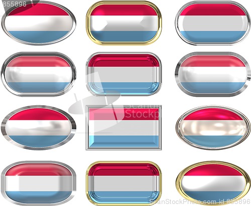 Image of 12 buttons of the Flag of Luxemburg