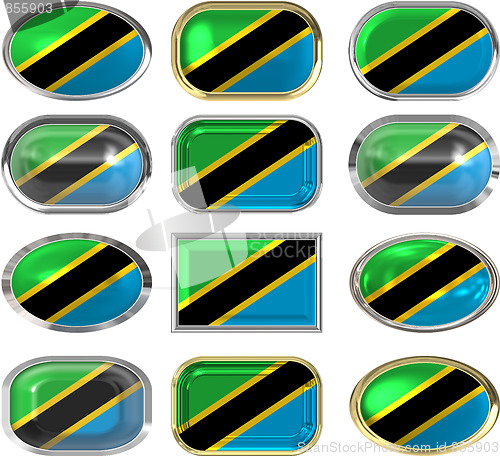 Image of twelve buttons of the Flag of Tanzania