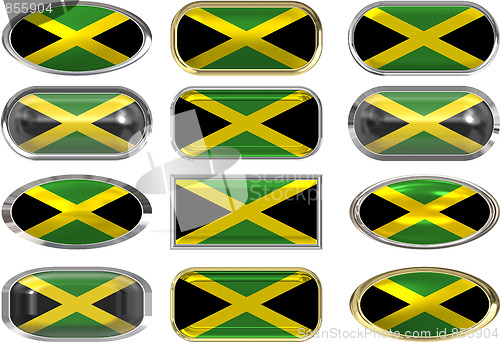 Image of twelve buttons of the Flag of Jamaica