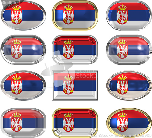 Image of twelve buttons of the Flag of Serbia