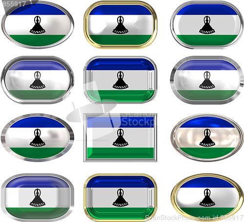 Image of twelve buttons of the Flag of Lesotho