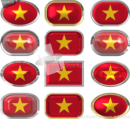 Image of twelve buttons of the Flag of Vietnam