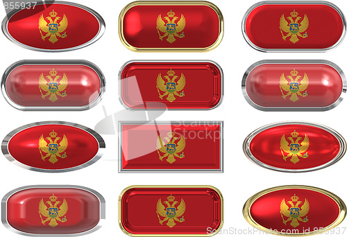 Image of twelve buttons of the Flag of Montenegro