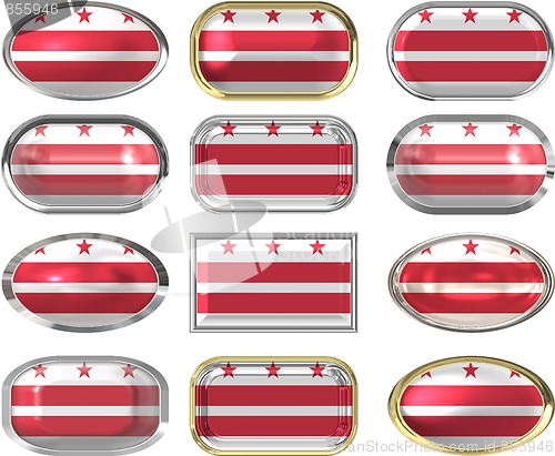 Image of 12 buttons of the Flag of Washington DC