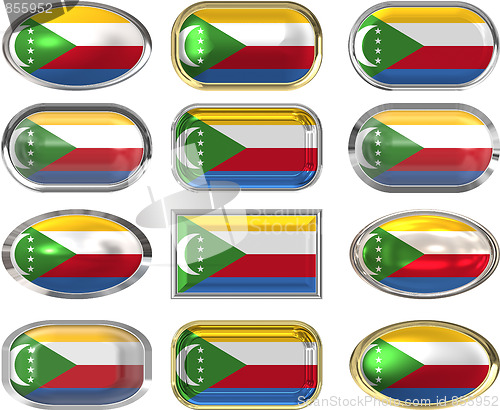 Image of twelve buttons of the Flag of the Comoros