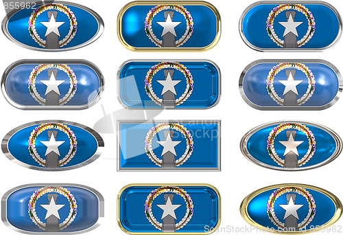 Image of twelve buttons of the Flag of Northern Mariana Islands