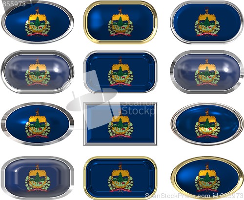 Image of 12 buttons of the Flag of vermont
