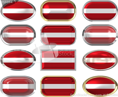 Image of 12 buttons of the Flag of Latvia