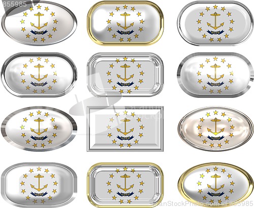 Image of 12 buttons of the Flag of Rhode Island