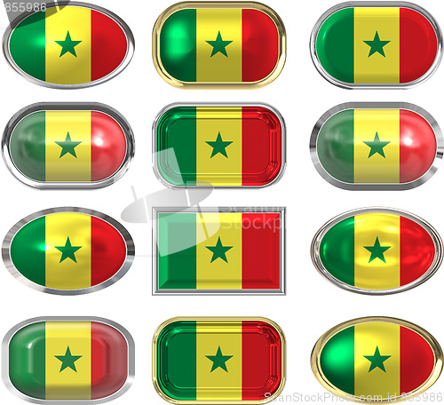 Image of twelve buttons of the Flag of Senegal