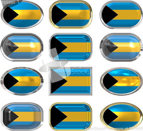 Image of twelve buttons of the  Flag of Bahamas