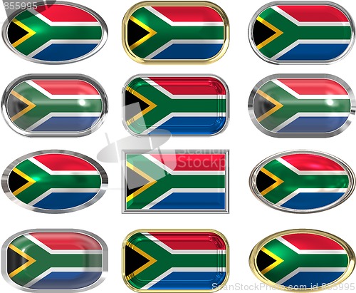 Image of 12 buttons of the Flag of South Africa